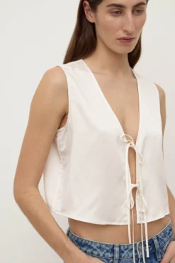 Beal Silk Tie Front Top