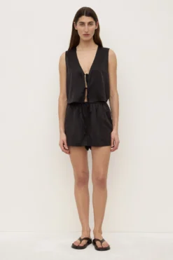 Beal Silk Tie Front Top