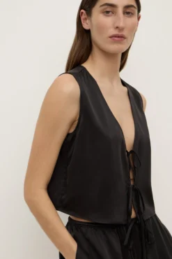 Beal Silk Tie Front Top