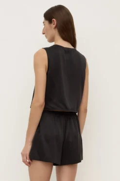 Beal Silk Tie Front Top