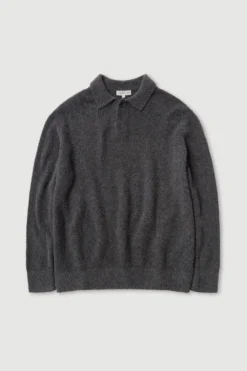 Dover Boucle Knit Cashmere Polo