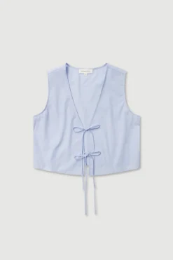 Havana Stripe Poplin Tie Front Top