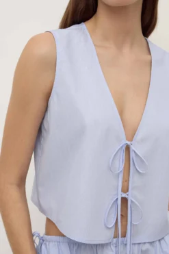 Havana Stripe Poplin Tie Front Top