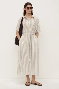 Ria Stripe Midi Shirt Dress