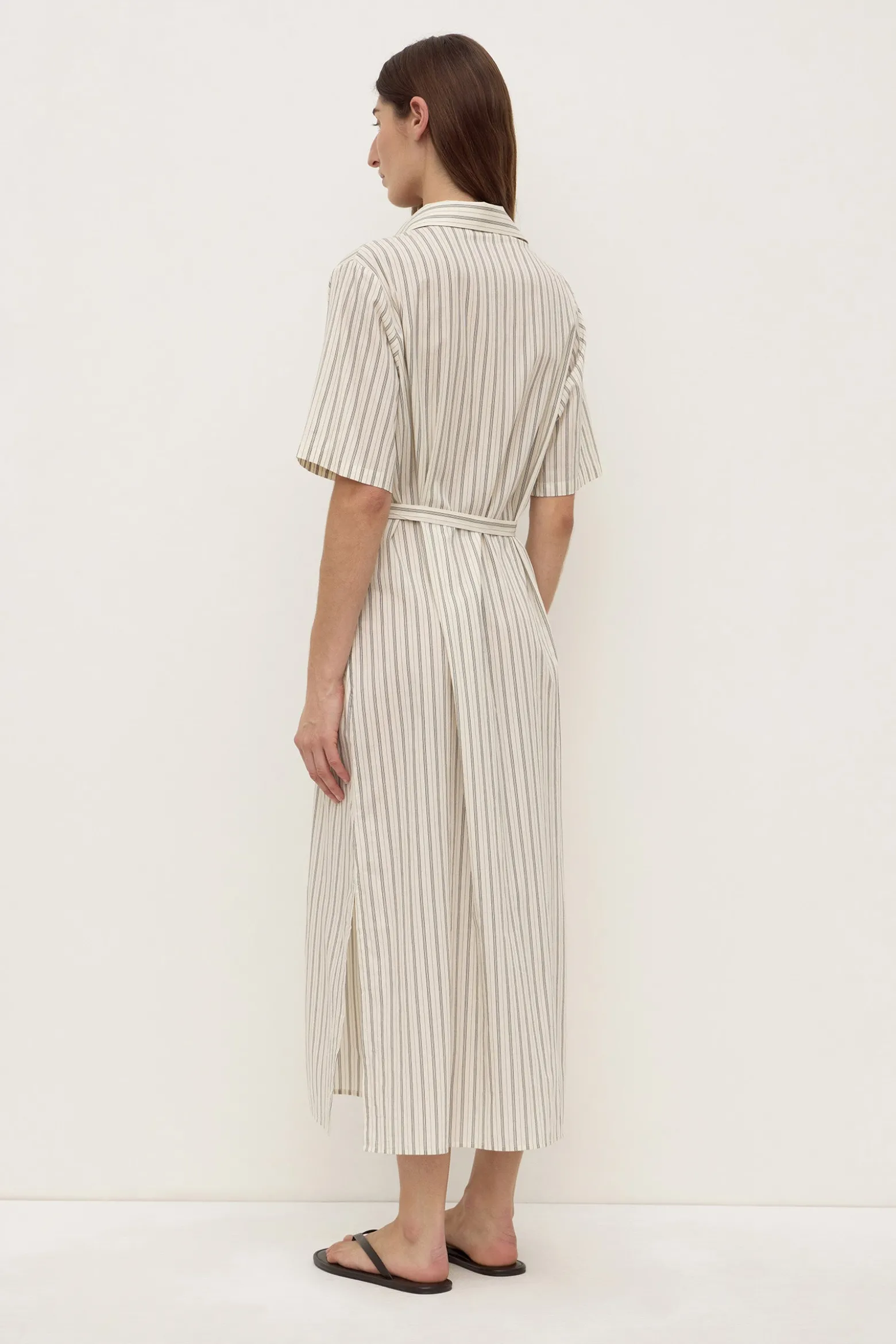 Ria Stripe Midi Shirt Dress