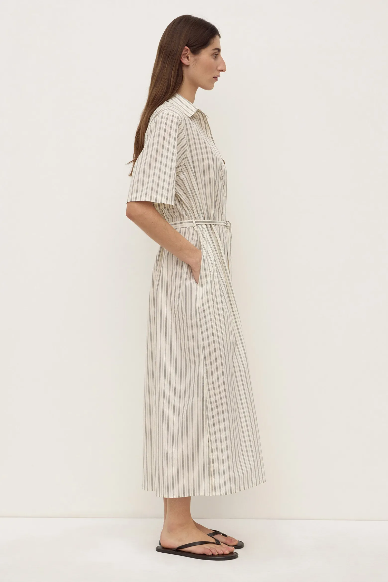 Ria Stripe Midi Shirt Dress