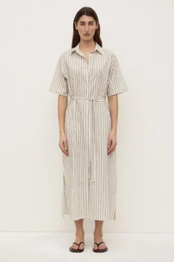 Ria Stripe Midi Shirt Dress