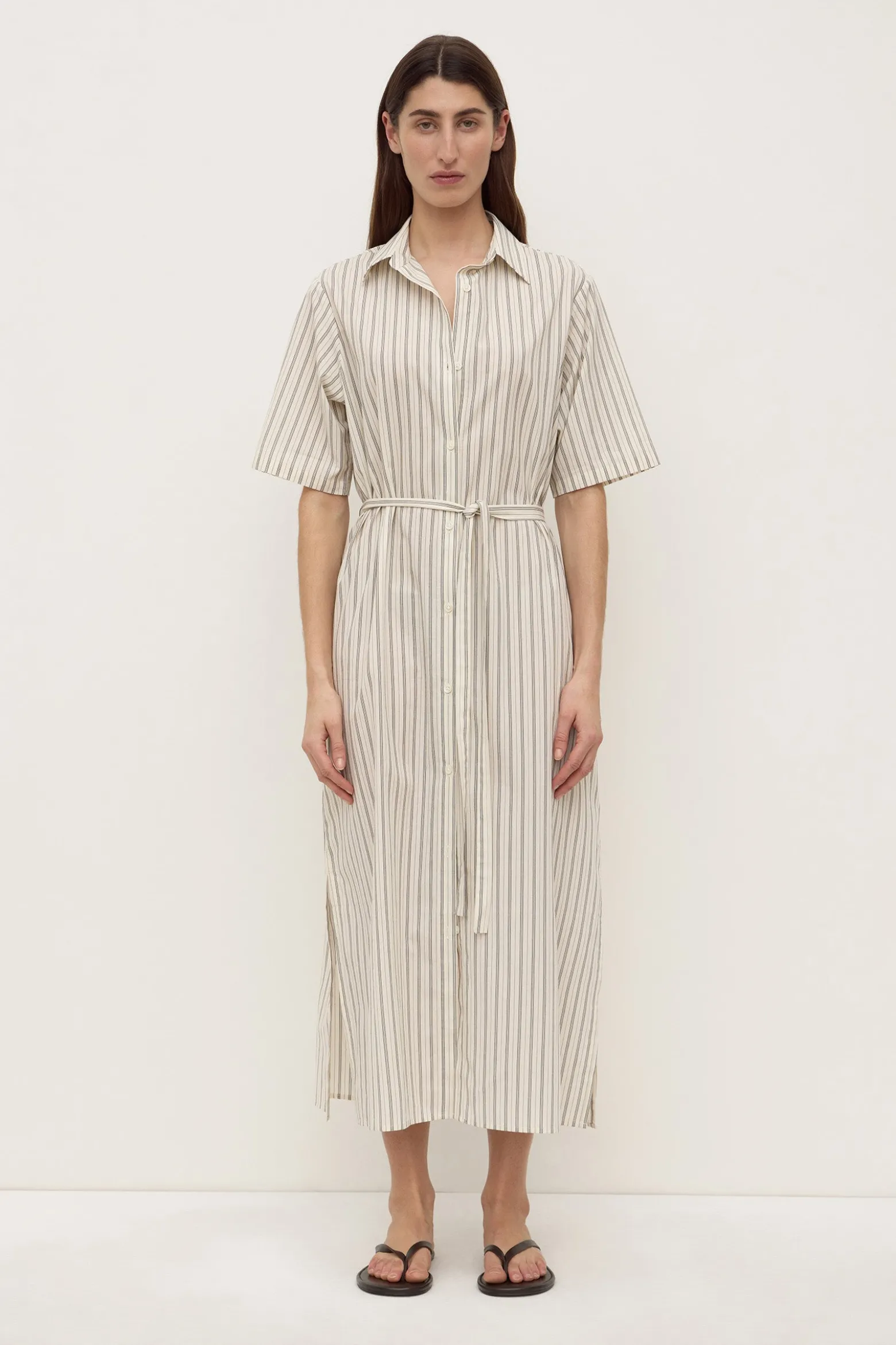 Ria Stripe Midi Shirt Dress